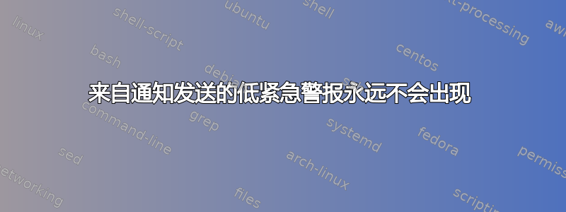 来自通知发送的低紧急警报永远不会出现