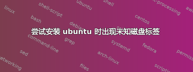 尝试安装 ubuntu 时出现未知磁盘标签