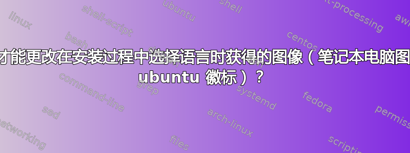 我怎样才能更改在安装过程中选择语言时获得的图像（笔记本电脑图像内的 ubuntu 徽标）？