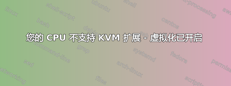 您的 CPU 不支持 KVM 扩展 - 虚拟化已开启