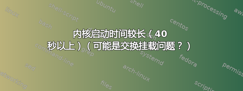 内核启动时间较长（40 秒以上）（可能是交换挂载问题？）