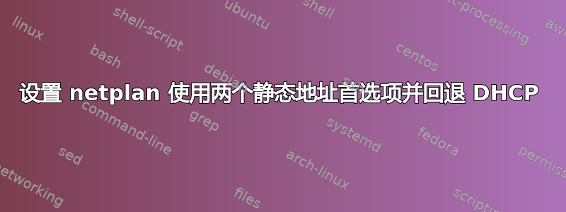 设置 netplan 使用两个静态地址首选项并回退 DHCP