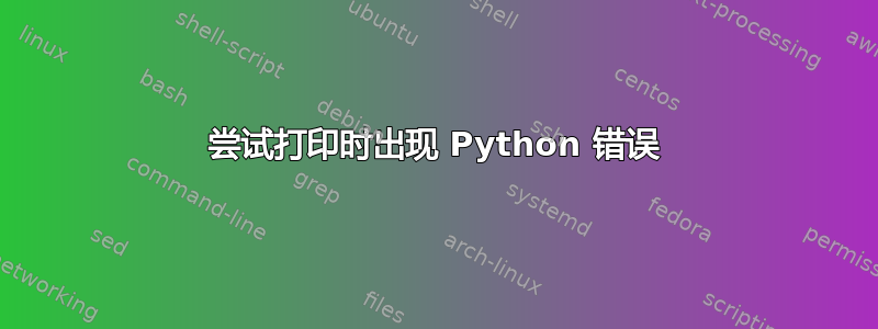 尝试打印时出现 Python 错误