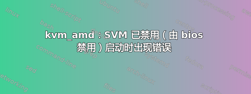 kvm_amd：SVM 已禁用（由 bios 禁用）启动时出现错误