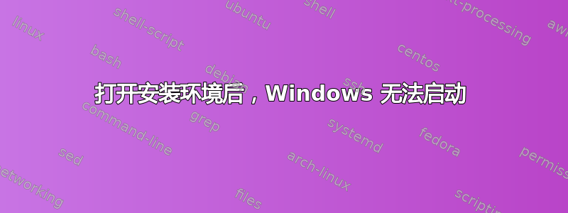 打开安装环境后，Windows 无法启动