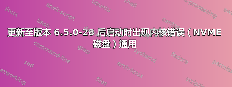 更新至版本 6.5.0-28 后启动时出现内核错误（NVME 磁盘）通用