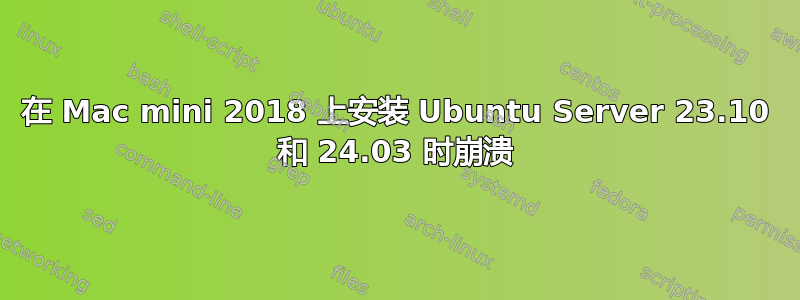 在 Mac mini 2018 上安装 Ubuntu Server 23.10 和 24.03 时崩溃