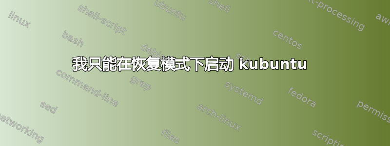 我只能在恢复模式下启动 kubuntu 