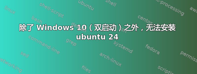 除了 Windows 10（双启动）之外，无法安装 ubuntu 24