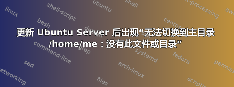 更新 Ubuntu Server 后出现“无法切换到主目录 /home/me：没有此文件或目录”