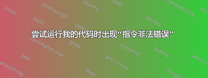 尝试运行我的代码时出现“指令非法错误”