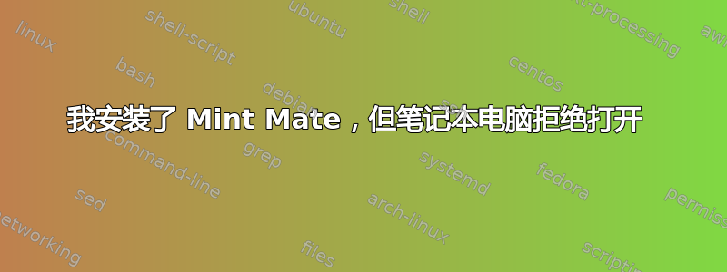 我安装了 Mint Mate，但笔记本电脑拒绝打开 