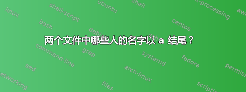 两个文件中哪些人的名字以 a 结尾？ 