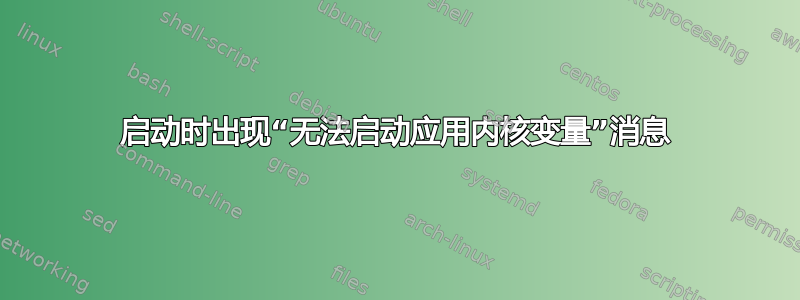 启动时出现“无法启动应用内核变量”消息