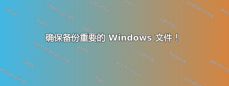 确保备份重要的 Windows 文件！