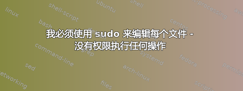 我必须使用 sudo 来编辑每个文件 - 没有权限执行任何操作