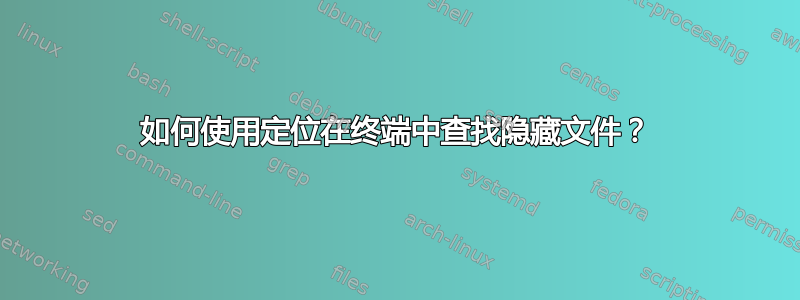 如何使用定位在终端中查找隐藏文件？