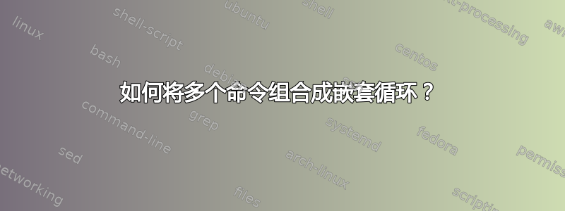 如何将多个命令组合成嵌套循环？