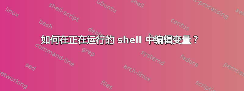 如何在正在运行的 shell 中编辑变量？