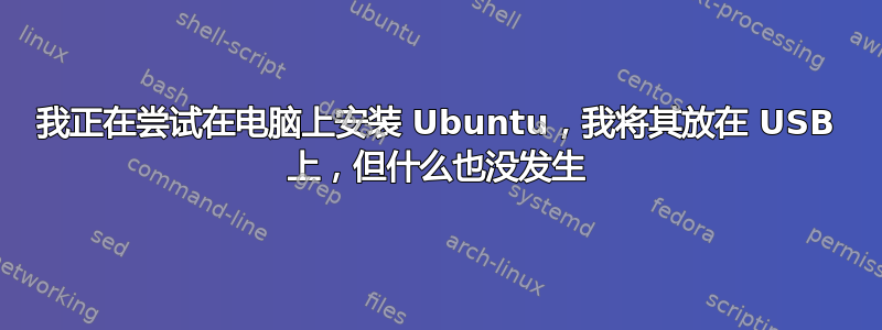 我正在尝试在电脑上安装 Ubuntu，我将其放在 USB 上，但什么也没发生