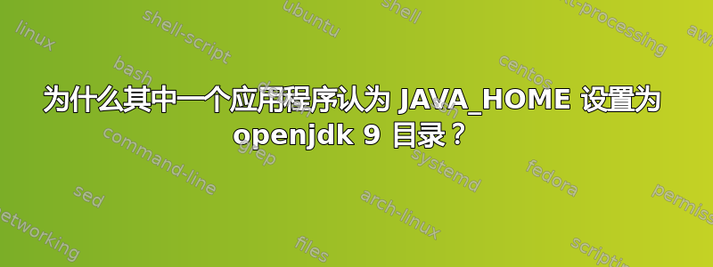 为什么其中一个应用程序认为 JAVA_HOME 设置为 openjdk 9 目录？