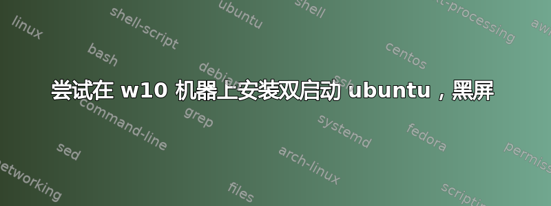 尝试在 w10 机器上安装双启动 ubuntu，黑屏