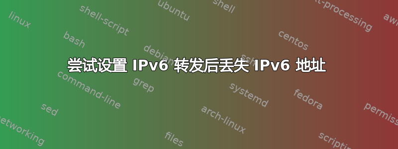 尝试设置 IPv6 转发后丢失 IPv6 地址