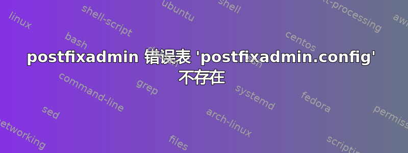 postfixadmin 错误表 'postfixadmin.config' 不存在