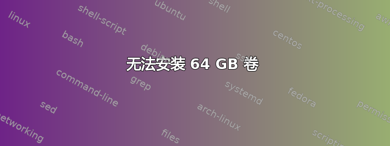 无法安装 64 GB 卷