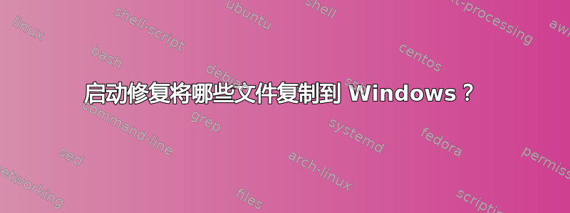 启动修复将哪些文件复制到 Windows？