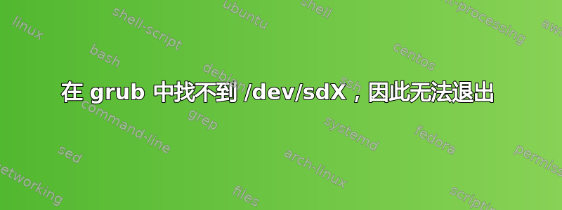 在 grub 中找不到 /dev/sdX，因此无法退出