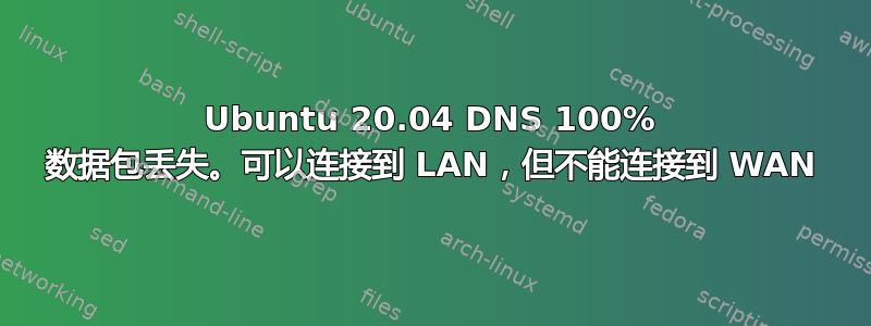 Ubuntu 20.04 DNS 100% 数据包丢失。可以连接到 LAN，但不能连接到 WAN