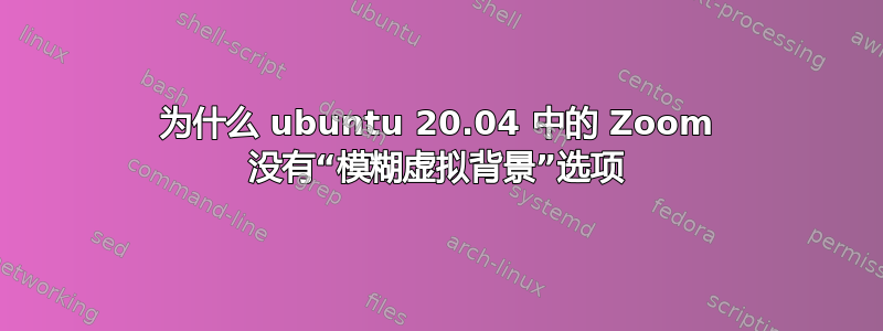 为什么 ubuntu 20.04 中的 Zoom 没有“模糊虚拟背景”选项