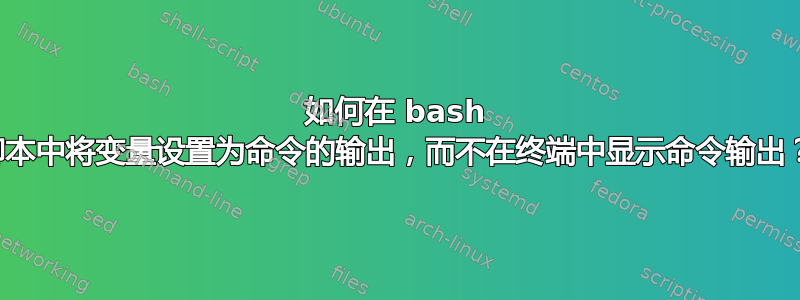 如何在 bash 脚本中将变量设置为命令的输出，而不在终端中显示命令输出？