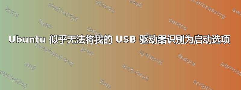 Ubuntu 似乎无法将我的 USB 驱动器识别为启动选项