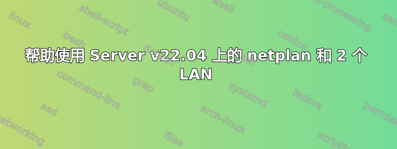 帮助使用 Server v22.04 上的 netplan 和 2 个 LAN