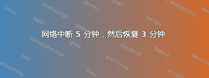 网络中断 5 分钟，然后恢复 3 分钟