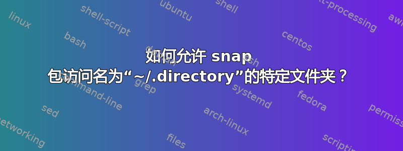 如何允许 snap 包访问名为“~/.directory”的特定文件夹？