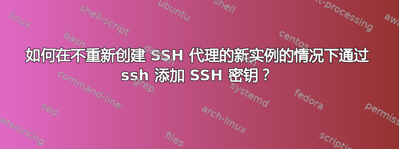 如何在不重新创建 SSH 代理的新实例的情况下通过 ssh 添加 SSH 密钥？