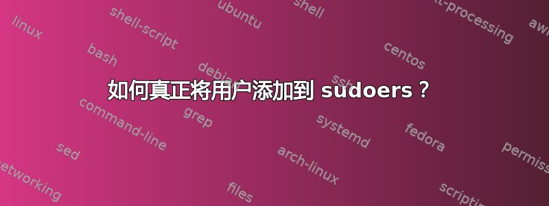 如何真正将用户添加到 sudoers？