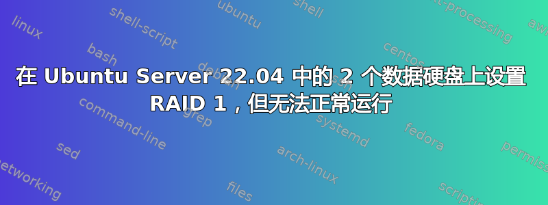 在 Ubuntu Server 22.04 中的 2 个数据硬盘上设置 RAID 1，但无法正常运行