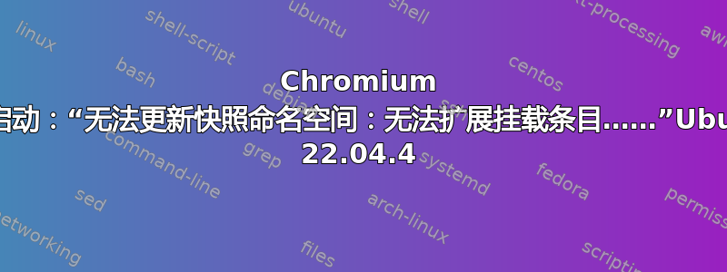 Chromium 无法启动：“无法更新快照命名空间：无法扩展挂载条目……”Ubuntu 22.04.4