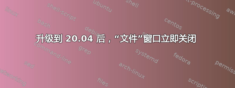 升级到 20.04 后，“文件”窗口立即关闭