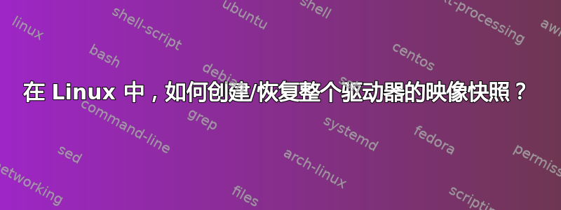 在 Linux 中，如何创建/恢复整个驱动器的映像快照？