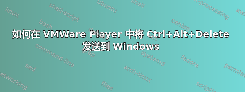 如何在 VMWare Player 中将 Ctrl+Alt+Delete 发送到 Windows