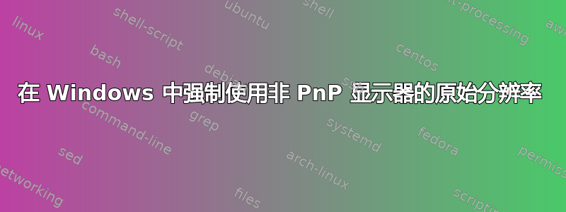 在 Windows 中强制使用非 PnP 显示器的原始分辨率