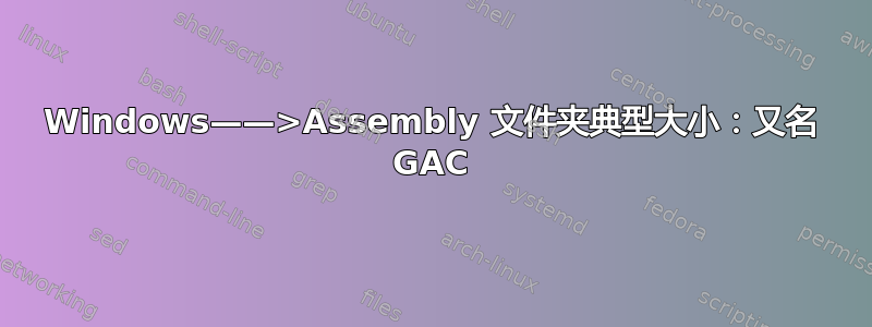 Windows——>Assembly 文件夹典型大小：又名 GAC