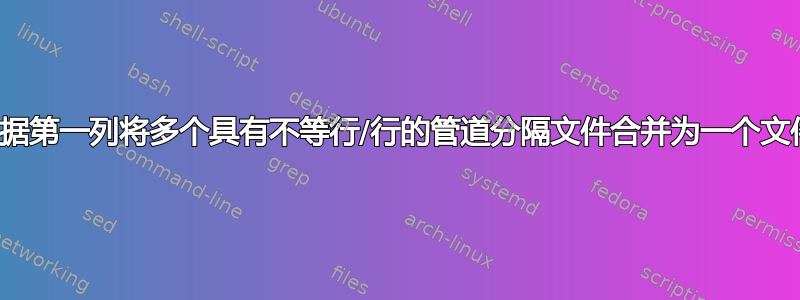 根据第一列将多个具有不等行/行的管道分隔文件合并为一个文件