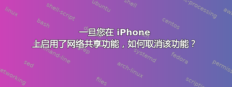 一旦您在 iPhone 上启用了网络共享功能，如何取消该功能？