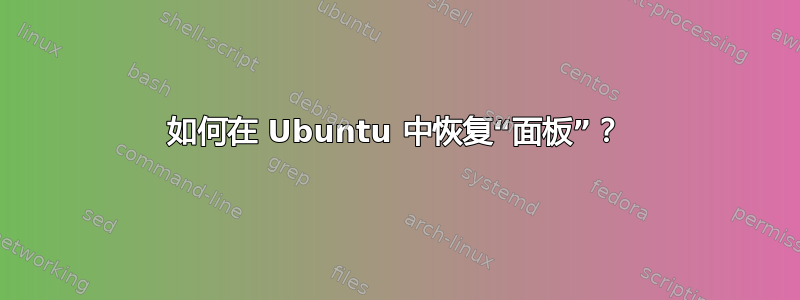 如何在 Ubuntu 中恢复“面板”？